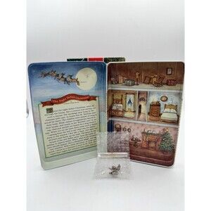 Hallmark 1992 Night Before Christmas Display Tin House With Chair And Hooks